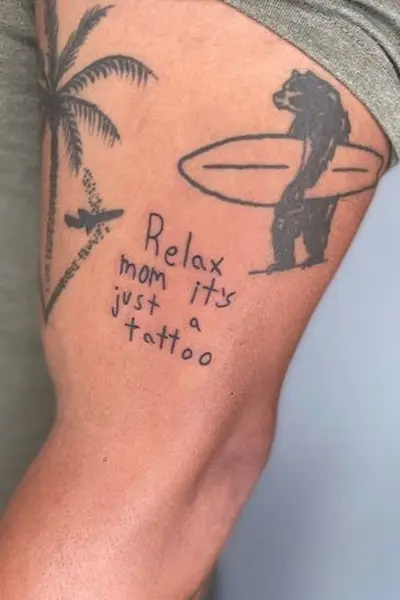 100 Amazing Tattoo Designs for Men You Must Try! 15 Chill Bear Tattoo With Humor