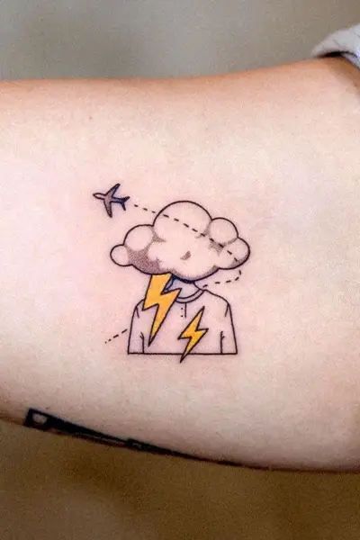100 Amazing Tattoo Designs for Men You Must Try! 29 Cloud Head Tattoo With Storm Meaning