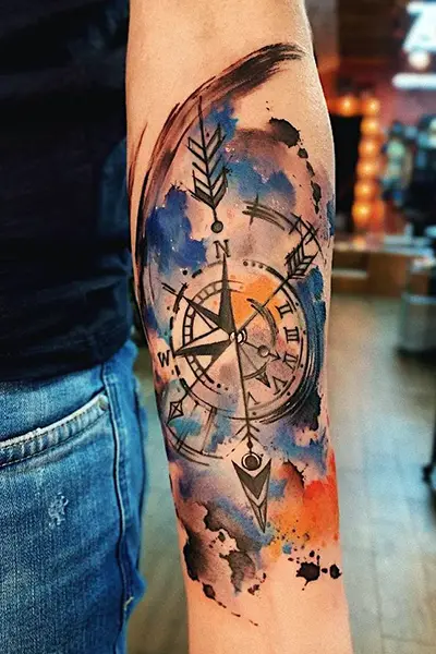 100 Amazing Tattoo Designs for Men You Must Try! 9 Distorted Compass Tattoo