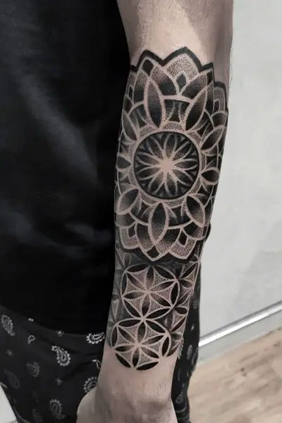 100 Amazing Tattoo Designs for Men You Must Try! 52 Geometric Floral Tattoo With Balance