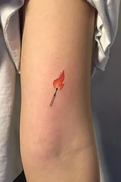 100 Amazing Tattoo Designs for Men You Must Try! 42 Matchstick Flame Tattoo With Spark