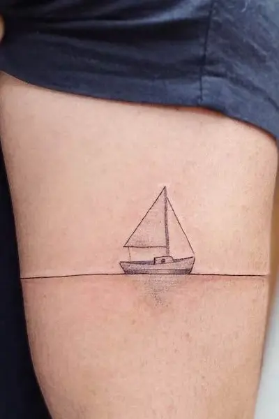 100 Amazing Tattoo Designs for Men You Must Try! 18 Minimal Sailboat Tattoo