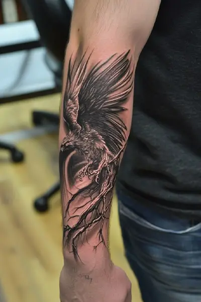 100 Amazing Tattoo Designs for Men You Must Try! 74 War Crow Tattoo