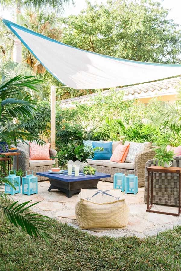 44 Back Patio Ideas on a Budget to Transform Small Outdoor Spaces 22 Add Shade with a Sail