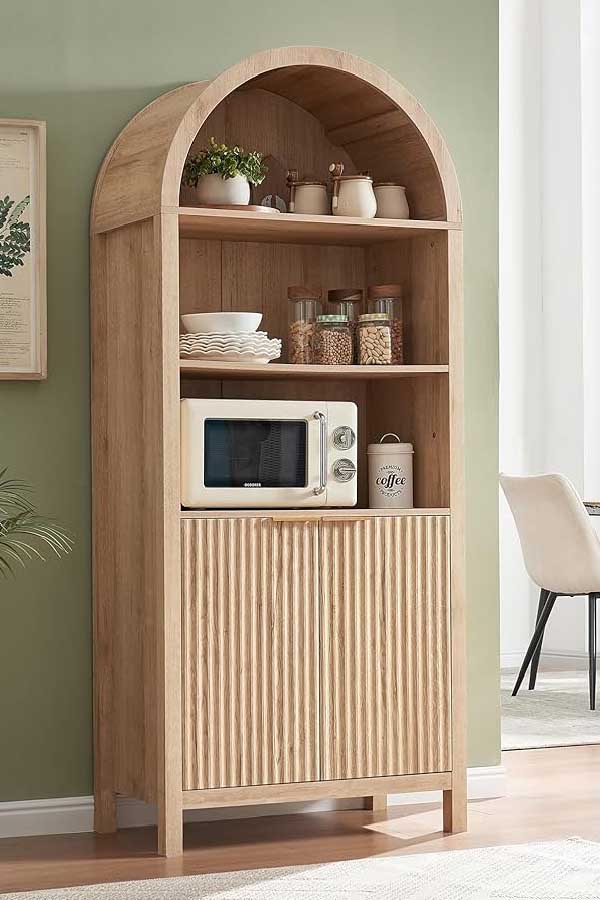 31+ Boho Living Room Ideas That Effortlessly Blend Comfort and Chic Vibes 22 Add an Arched Boho Cabinet