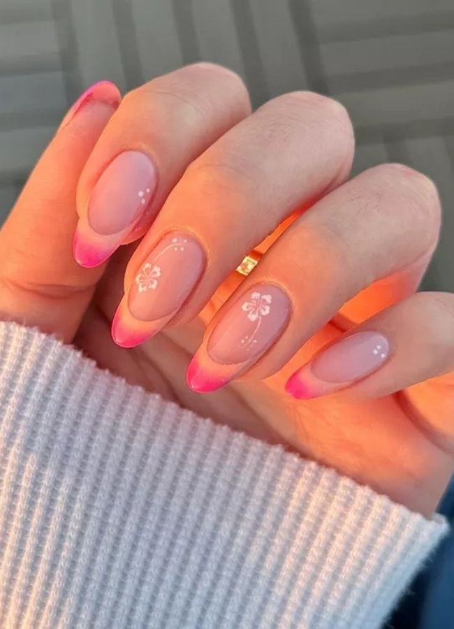 31 Insanely Cute Beach Nails Designs Ideas You’ll Want to Recreate This Summer 17 Airbrushed Sunset French Tips
