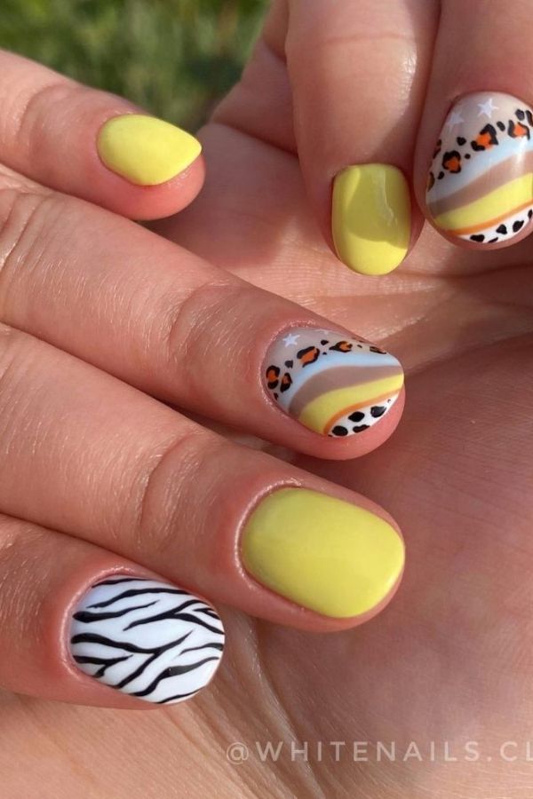 34 Soft to Bold Cutest Yellow Nail Designs Ideas Perfect for Summer and Beyond 30 Animal Print Mani Ideas