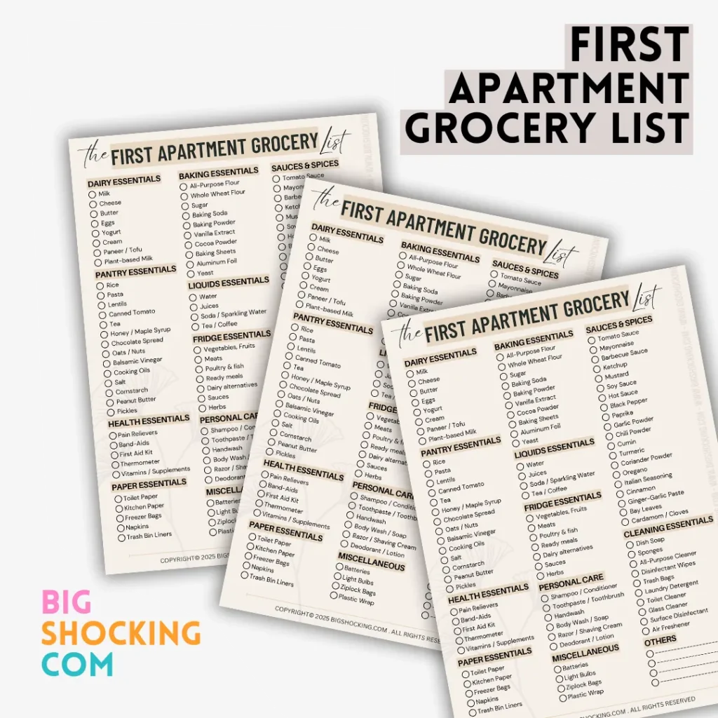 Bigshocking First Apartment Grocery List
