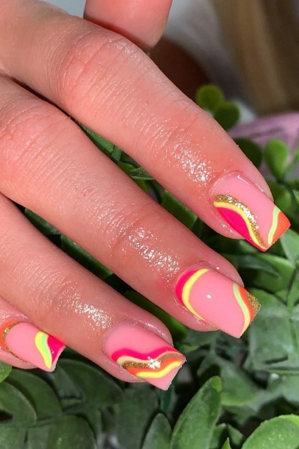 53 Lovely Bright Neon Nail Designs and Mani Nails Colors That Are Trending This Year 1 Bling Neon Nails