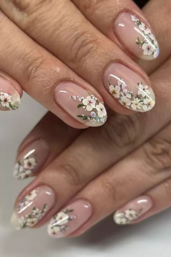 47 Cute Graduation Nail Ideas Mani Designs To Instantly Elevate Your Graduation Look 22 Blooming Flowers Nails