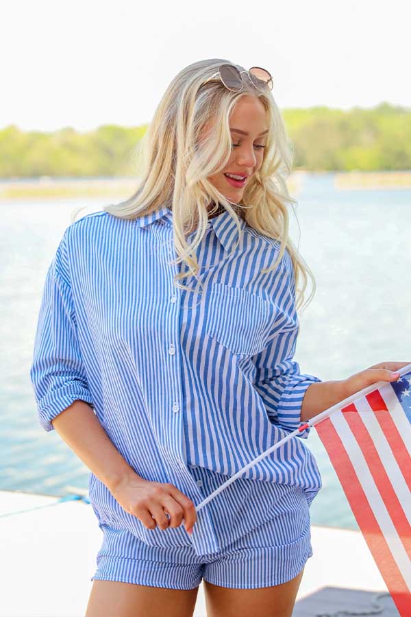 37 Festive 4th of July Outfits to Celebrate Independence Day in Style 22 Blue Striped Boxer Shorts