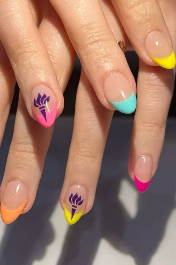 47 Cute Graduation Nail Ideas Mani Designs To Instantly Elevate Your Graduation Look 24 Bright Fun College Mani Design