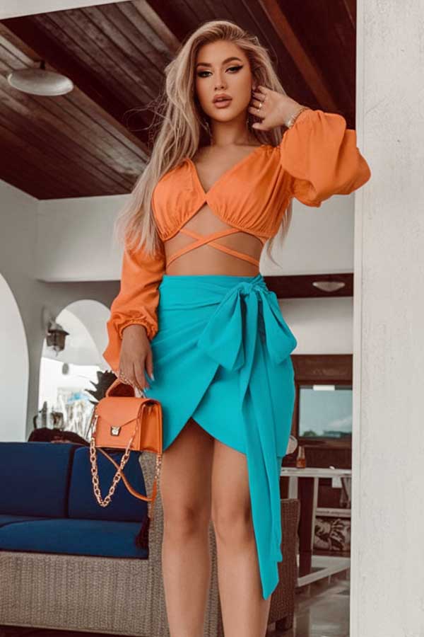 34 Summer Style Trends for 2025 You’ll Want to Wear 2 Bright Wrap Skirt and Top