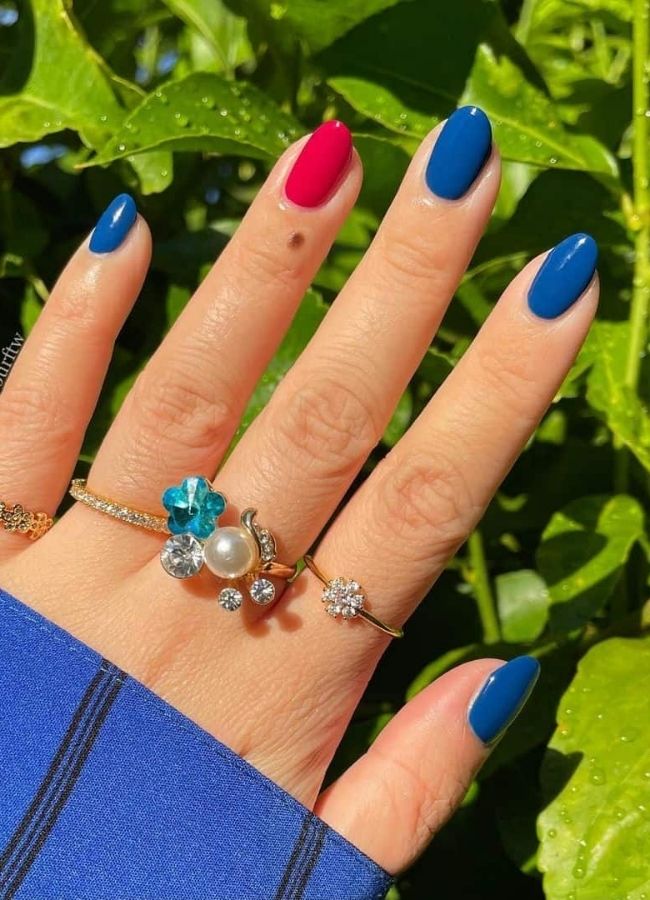 59 Elegant 4th Of July Nails Patriotic Nail Designs You Must Try on Independence Day 34 Classic Royal Blue Red Nails