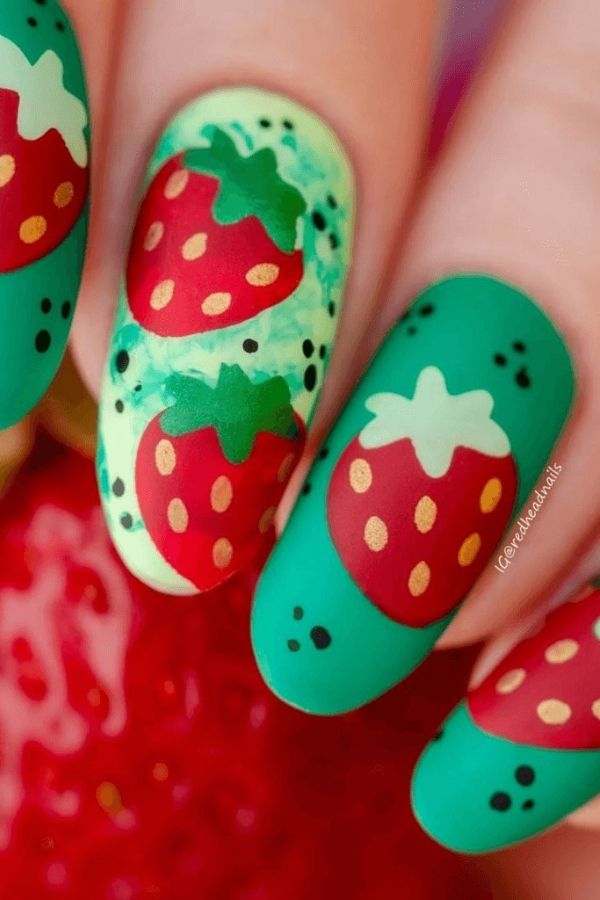 29 Juicy Fruit Nail Designs to Sweeten Your Summer Look 17 Color Paint Strawberry Nails