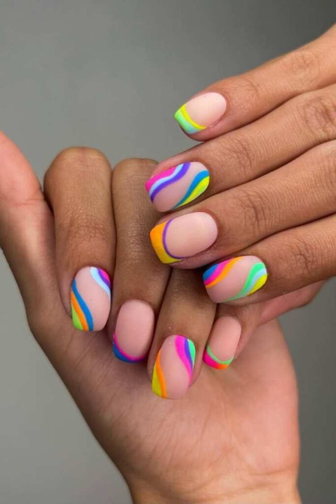 35 Classy Vacation Nail Designs You Can Try This Summer 27 Colorful swirls for summer
