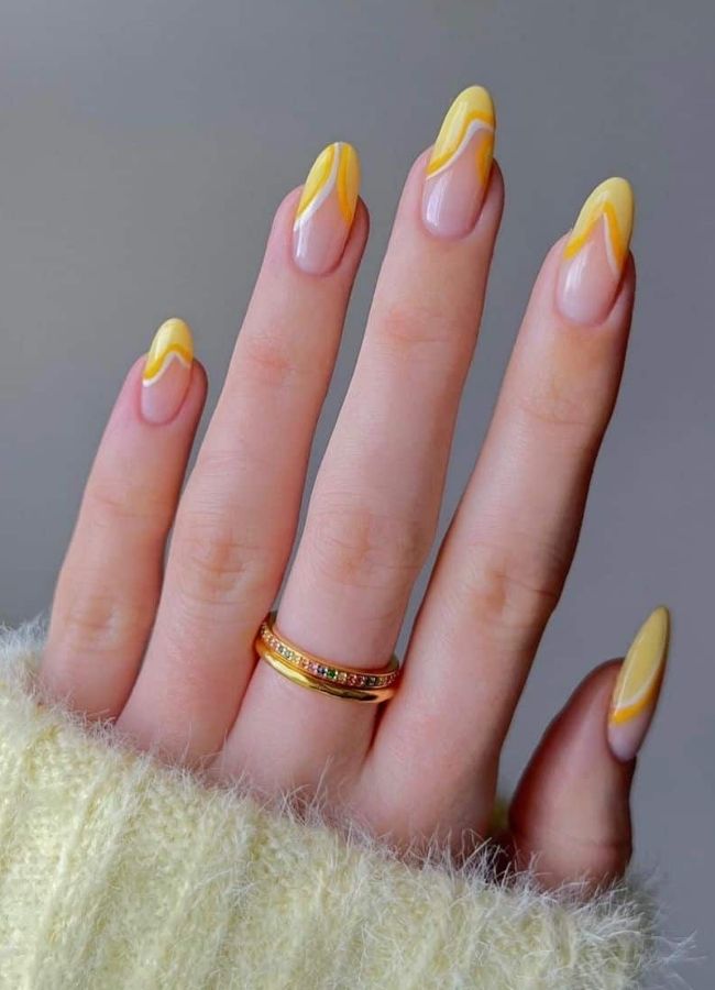 48 Super Trendy French Tip Nails and Manicure Designs You Will Instantly Love 20 Crisscross Lemon French Tip Design