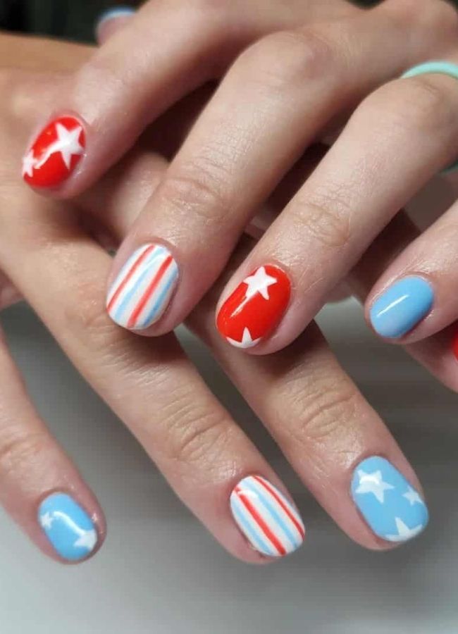 59 Elegant 4th Of July Nails Patriotic Nail Designs You Must Try on Independence Day 41 Dazzling Firework Nails for Fourth of July