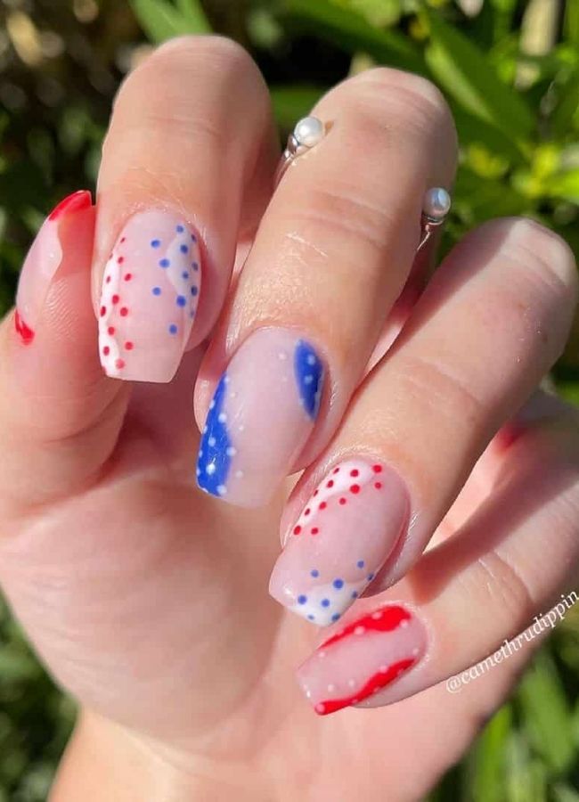 59 Elegant 4th Of July Nails Patriotic Nail Designs You Must Try on Independence Day 9 Dotted Nail Designs with a Festive Twist