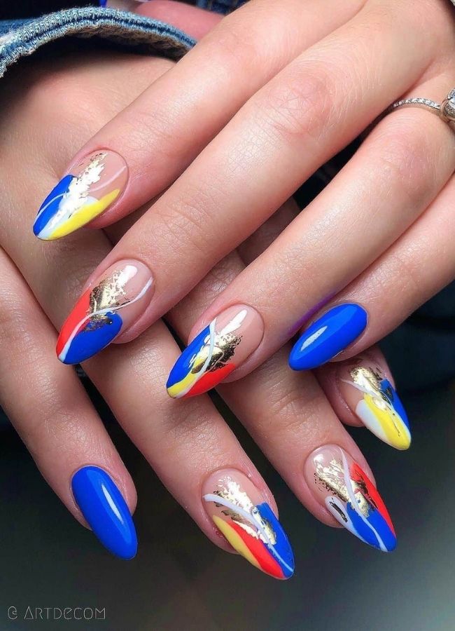 59 Elegant 4th Of July Nails Patriotic Nail Designs You Must Try on Independence Day 30 Elegant Abstract Fourth of July Nails