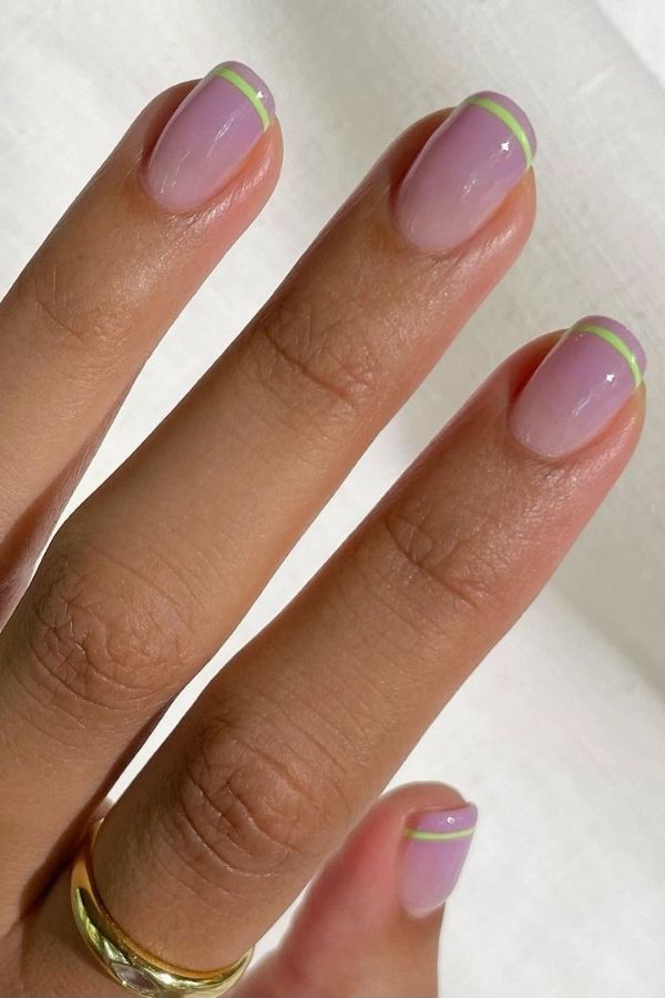 53 Lovely Bright Neon Nail Designs and Mani Nails Colors That Are Trending This Year 12 Faux French Neon Fingernails