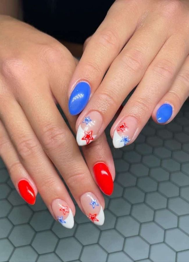59 Elegant 4th Of July Nails Patriotic Nail Designs You Must Try on Independence Day 50 French Tips with Stellar Stars