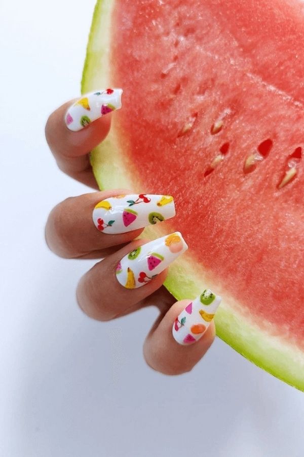 29 Juicy Fruit Nail Designs to Sweeten Your Summer Look 9 Fruit Salad Fingernails Style