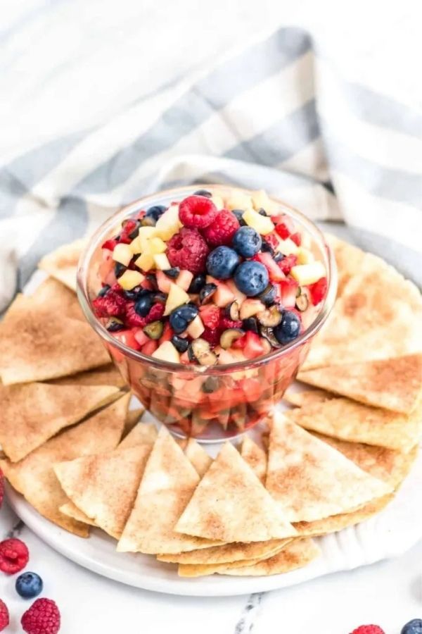 21 4th of July Foods to Enjoy the Taste of Freedom on Independence Day 18 Fruit Salsa and Cinnamon Chips