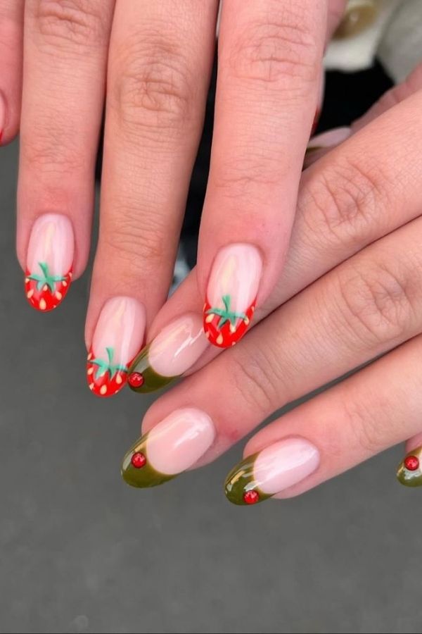 29 Juicy Fruit Nail Designs to Sweeten Your Summer Look 10 Funky Strawberry French Tips Nails