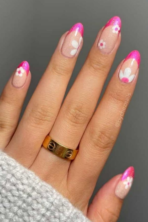 47 Cute Graduation Nail Ideas Mani Designs To Instantly Elevate Your Graduation Look 39 Glittery Pink French Tips