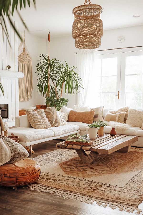 31+ Boho Living Room Ideas That Effortlessly Blend Comfort and Chic Vibes 21 Go Earthy with Color Tones