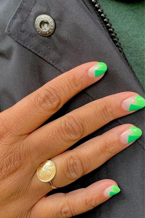 Green Negative-Space Nail Designs