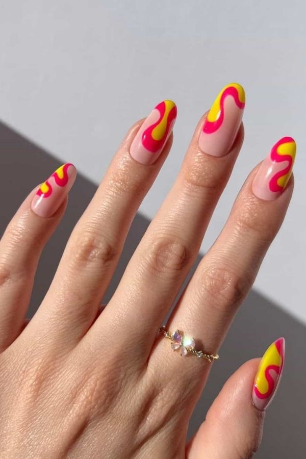 39 Elegant Summer Nails Designs To Upgrade Your Entire Look For The New Season 13 Hot Lava Lamp Neon Swirls