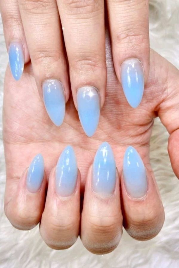 47 Cute Graduation Nail Ideas Mani Designs To Instantly Elevate Your Graduation Look 33 Jelly Blue Ombré Graduation Nails Inspo
