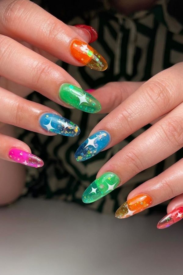 53 Lovely Bright Neon Nail Designs and Mani Nails Colors That Are Trending This Year 20 Jelly Neon Manicure