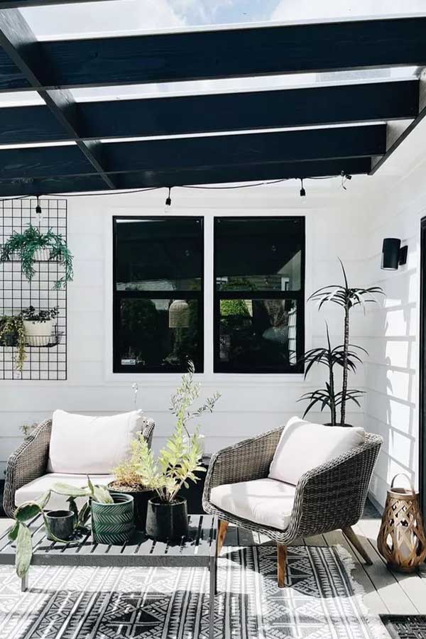 44 Back Patio Ideas on a Budget to Transform Small Outdoor Spaces 36 Keep It Classic with Black and White