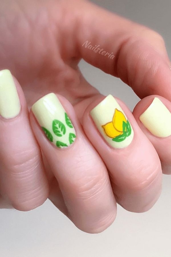 29 Juicy Fruit Nail Designs to Sweeten Your Summer Look 27 Lemon Stamped Nails