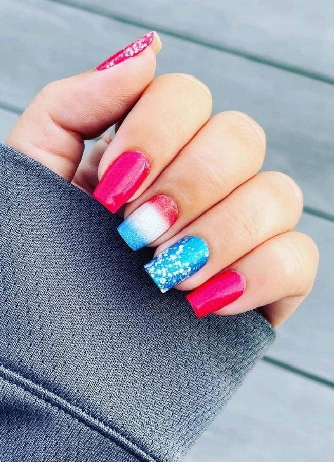 59 Elegant 4th Of July Nails Patriotic Nail Designs You Must Try on Independence Day 35 Let Your Patriotism Shine with Bling