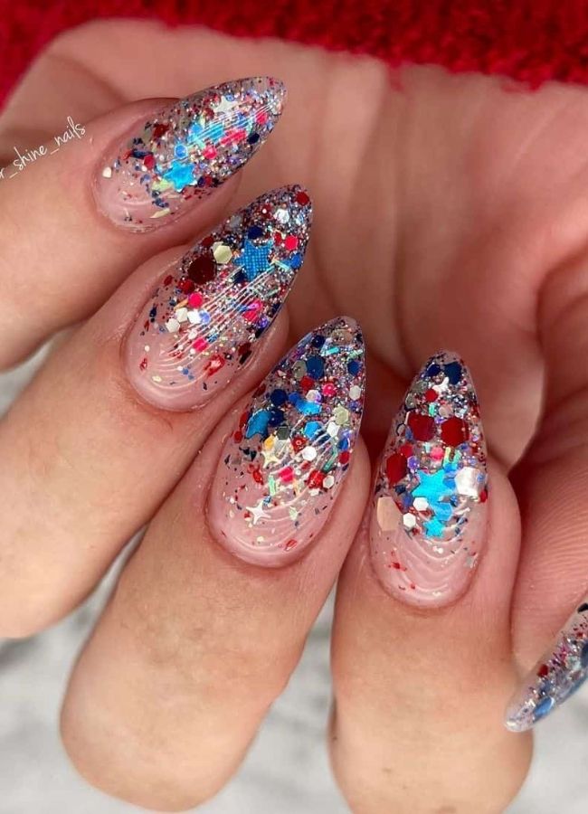 59 Elegant 4th Of July Nails Patriotic Nail Designs You Must Try on Independence Day 48 Lightning Bugs and Festive Fireworks