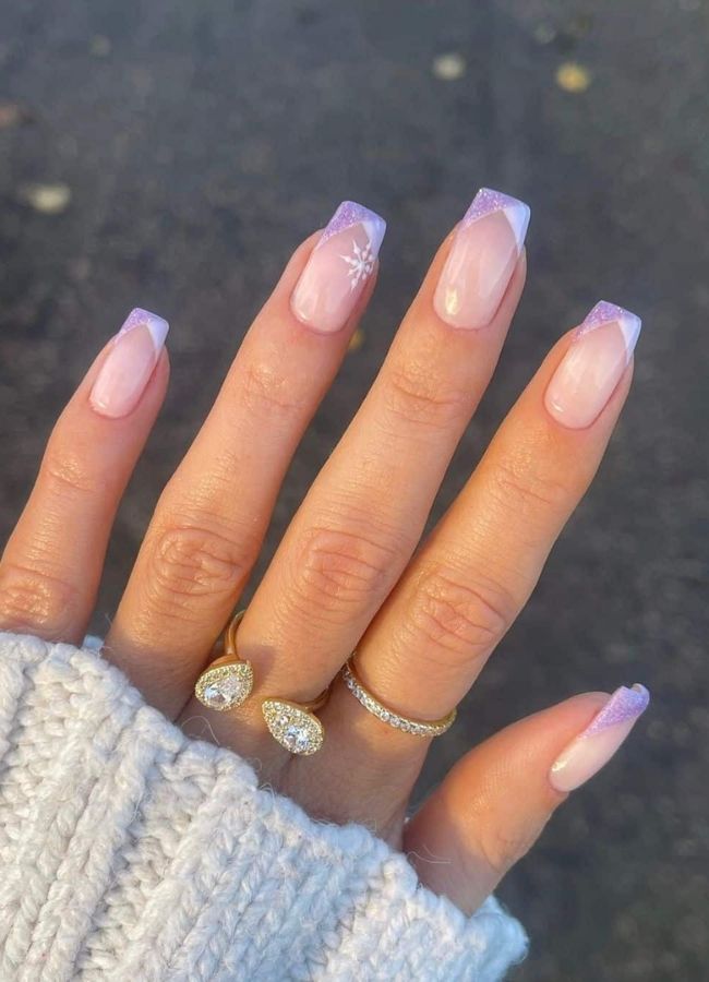 48 Super Trendy French Tip Nails and Manicure Designs You Will Instantly Love 6 Lilac Crisscross French Tips