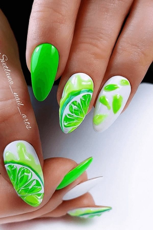 29 Juicy Fruit Nail Designs to Sweeten Your Summer Look 25 Lime Green Fruit Gel Nails