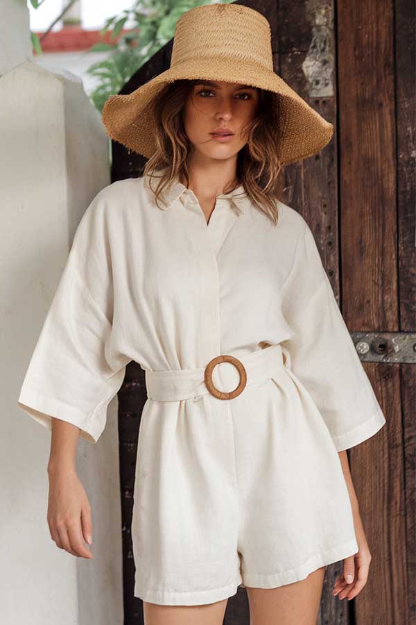 34 Summer Style Trends for 2025 You’ll Want to Wear 1 Linen Romper with Wooden Buckle