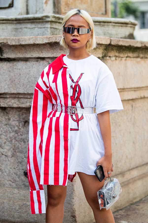 37 Festive 4th of July Outfits to Celebrate Independence Day in Style 31 Logo Tee and Striped Shirt