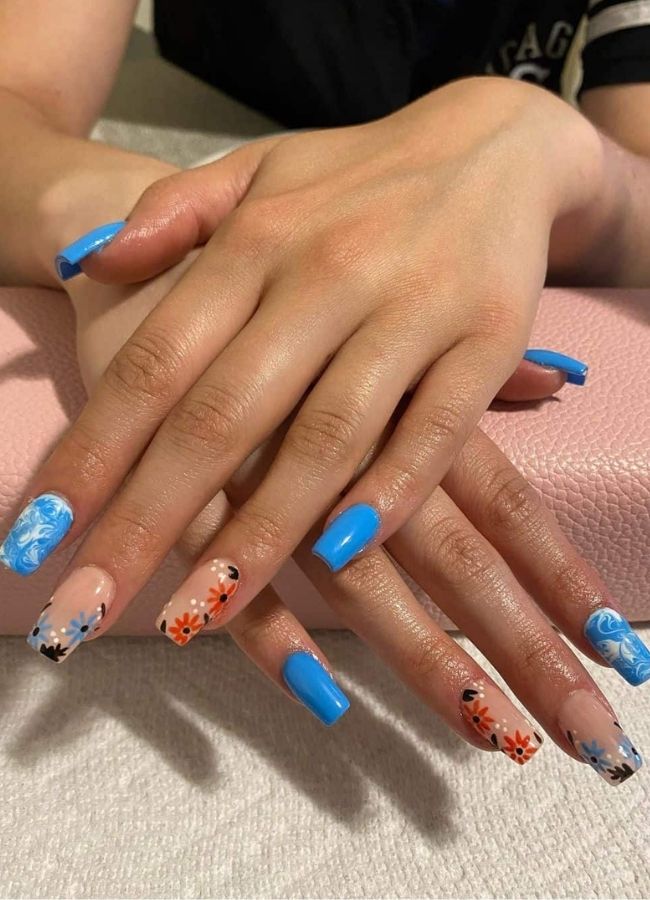 59 Elegant 4th Of July Nails Patriotic Nail Designs You Must Try on Independence Day 46 Long and Elegant Floral Nails