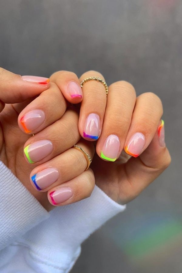 53 Lovely Bright Neon Nail Designs and Mani Nails Colors That Are Trending This Year 35 Micro French Neon Tips