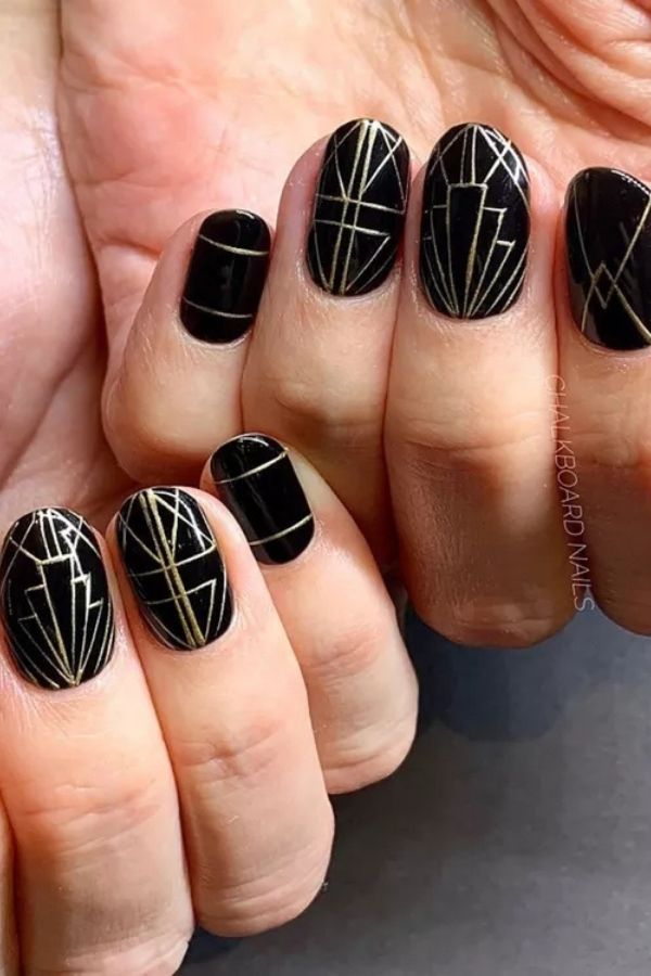 34 Most Stunning Deco Nails Art to Try Right Now 4 Mismatched Deco Manicure Art