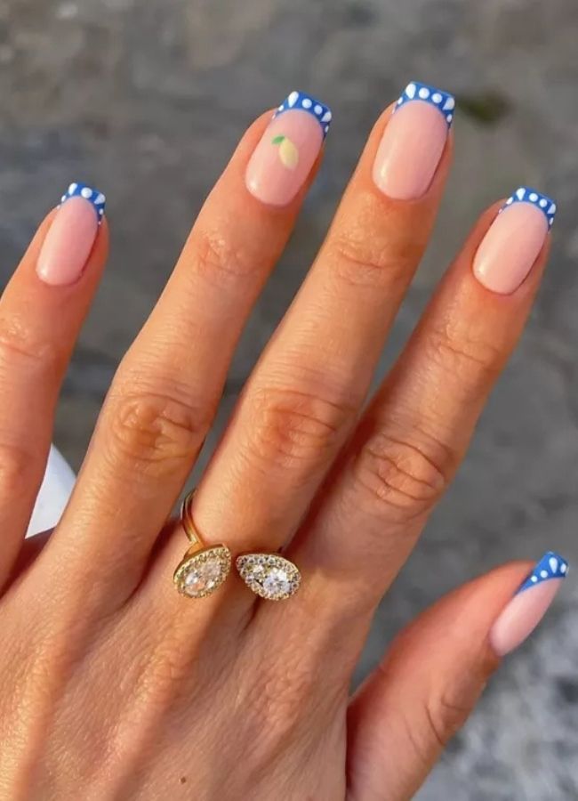 31 Insanely Cute Beach Nails Designs Ideas You’ll Want to Recreate This Summer 21 Mykonos French Tips