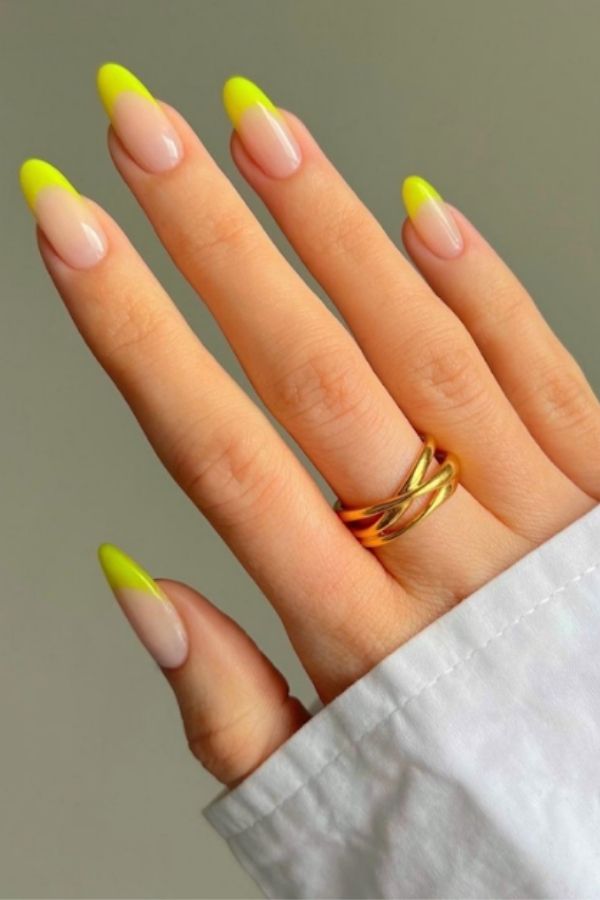 34 Soft to Bold Cutest Yellow Nail Designs Ideas Perfect for Summer and Beyond 19 Neon Lemonade Gel Nails