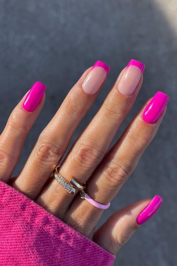 Neon Pink Solid Nails