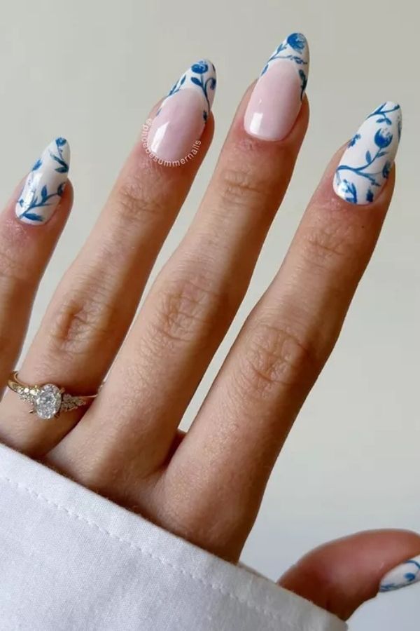 39 Elegant Summer Nails Designs To Upgrade Your Entire Look For The New Season 34 Nice Blue Floral Nails